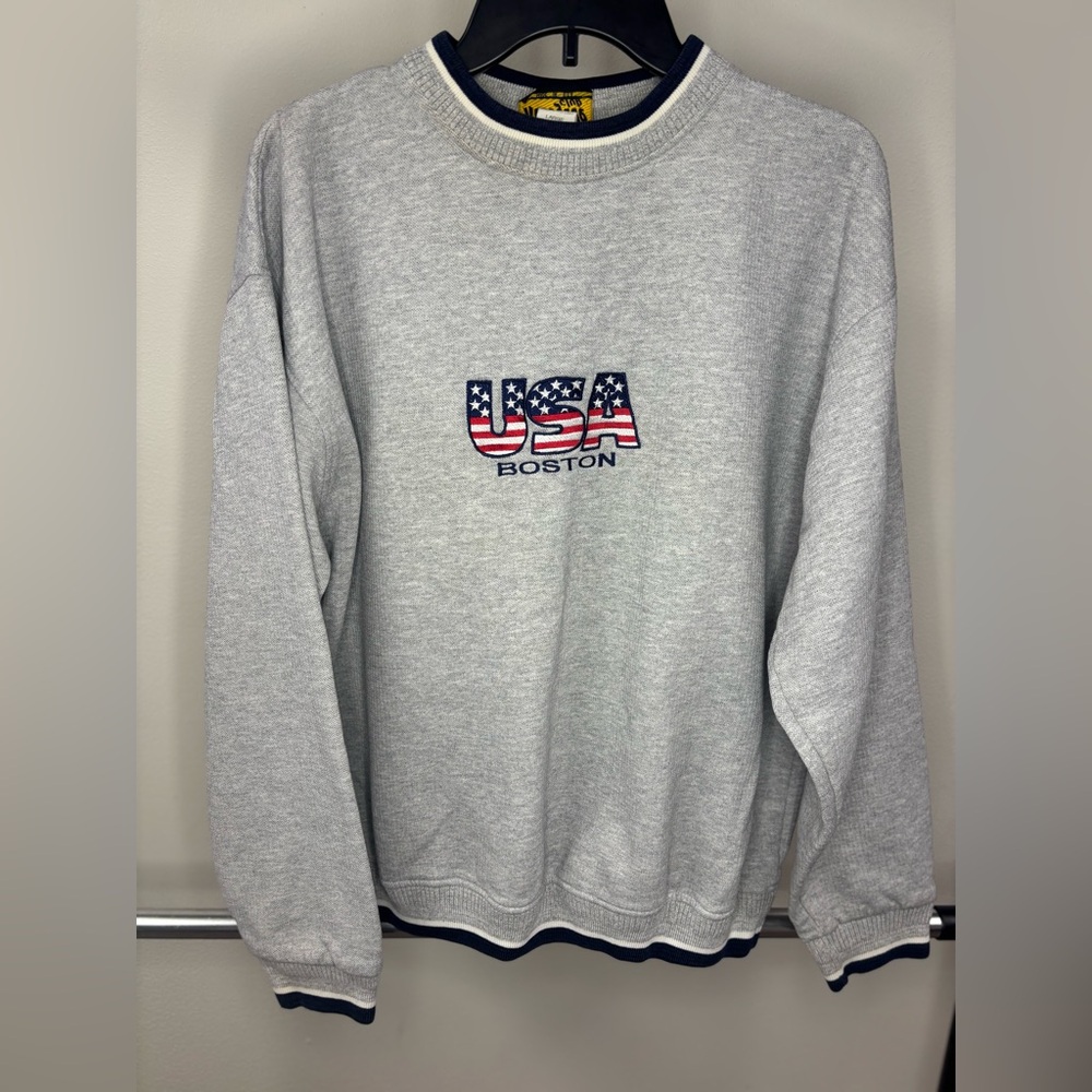 Renegade Club Vintage Size Large Gray USA Boston Crewneck Sweater